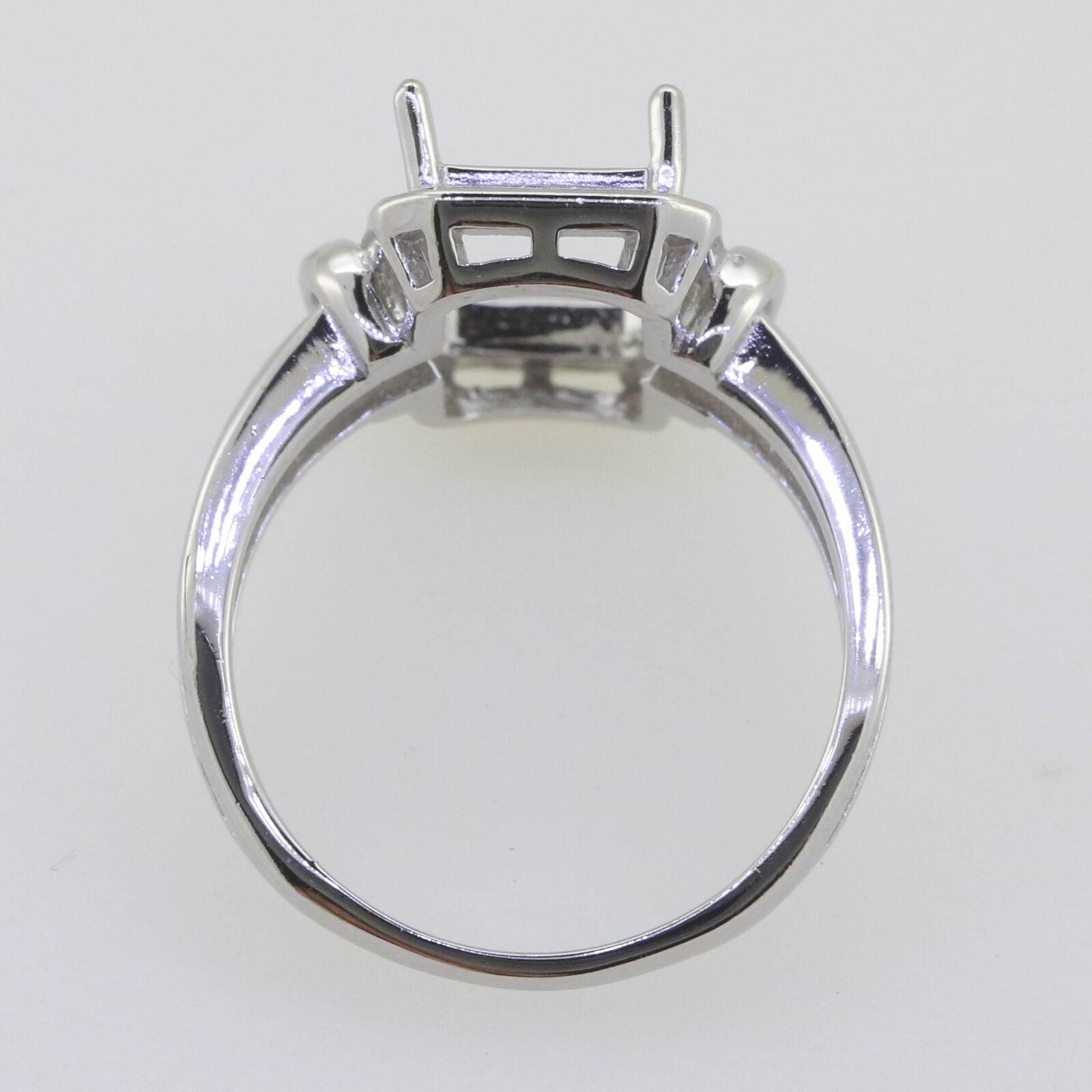 Vintage Style Sterling Silver Semi Mount Ring Setting Emerald OCT 12x8mm - Syzjewelry