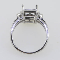 Vintage Style Sterling Silver Semi Mount Ring Setting Emerald OCT 12x8mm - Syzjewelry