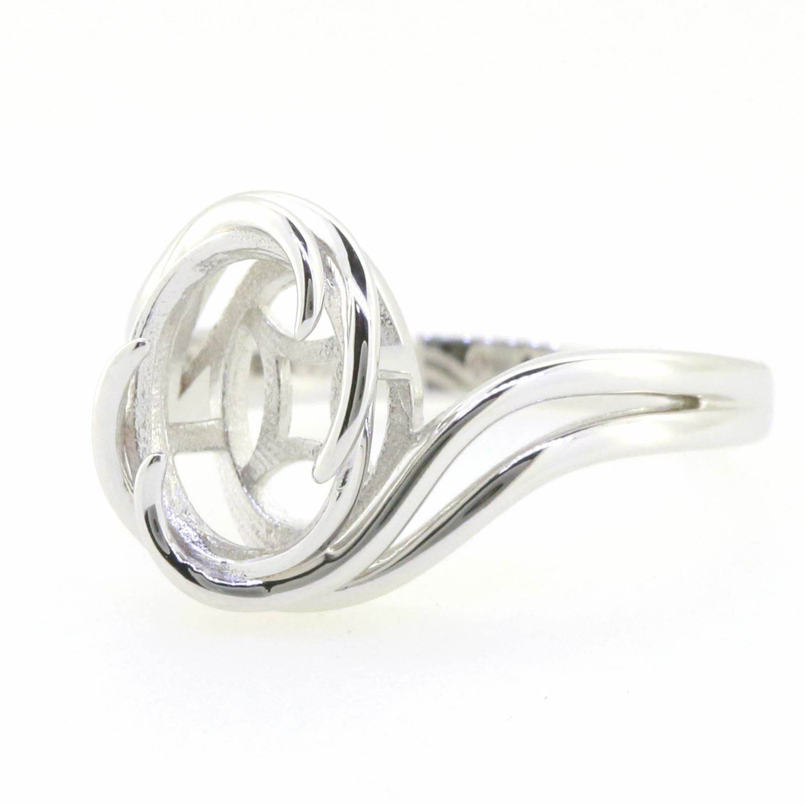 14K Yellow Gold Semi Mount Ring Setting Oval OV 11X9mm Contemporary Design - Syzjewelry