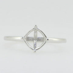 Minimal 14K White Gold Semi Mount Ring Setting Pear PE 7x5mm thin band - Syzjewelry