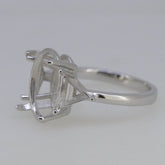 Sterling Silver Semi Mount Ring Setting OV 14x10mm Tri 6x6mm Three Stone - Syzjewelry