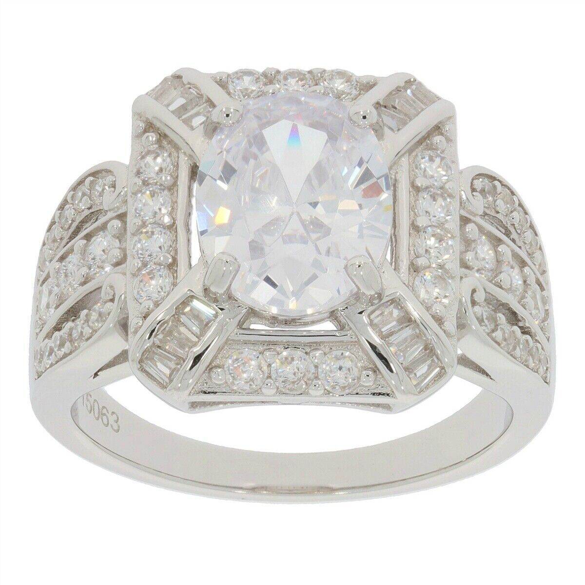 Sterling Silver Semi Mount Ring Setting OV 10x8mm White Topaz PJC15063R - Syzjewelry