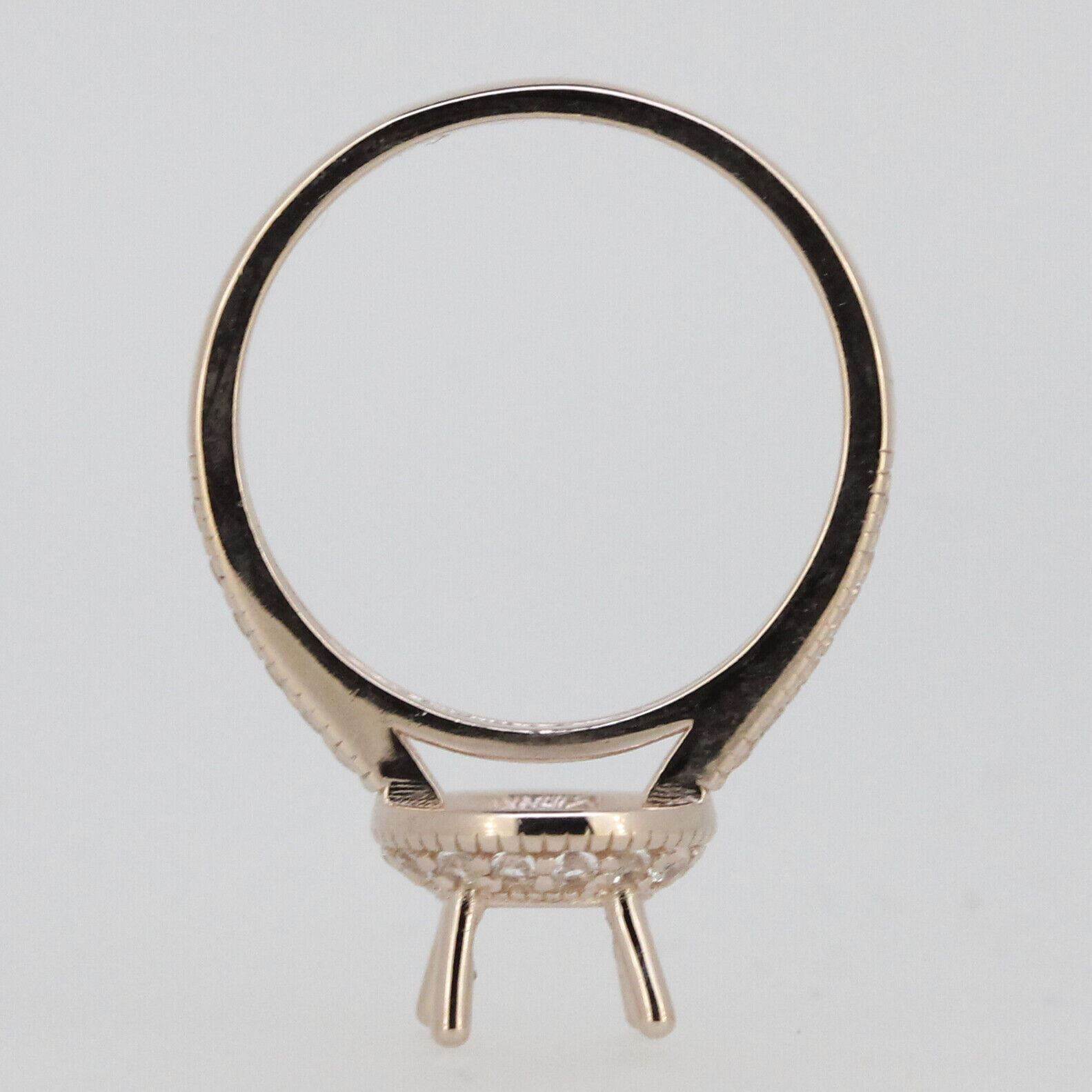 2 Piece 14K Rose Gold Semi Mount Ring Setting Round RD 6.5x6.5mm Halo Engagement - Syzjewelry