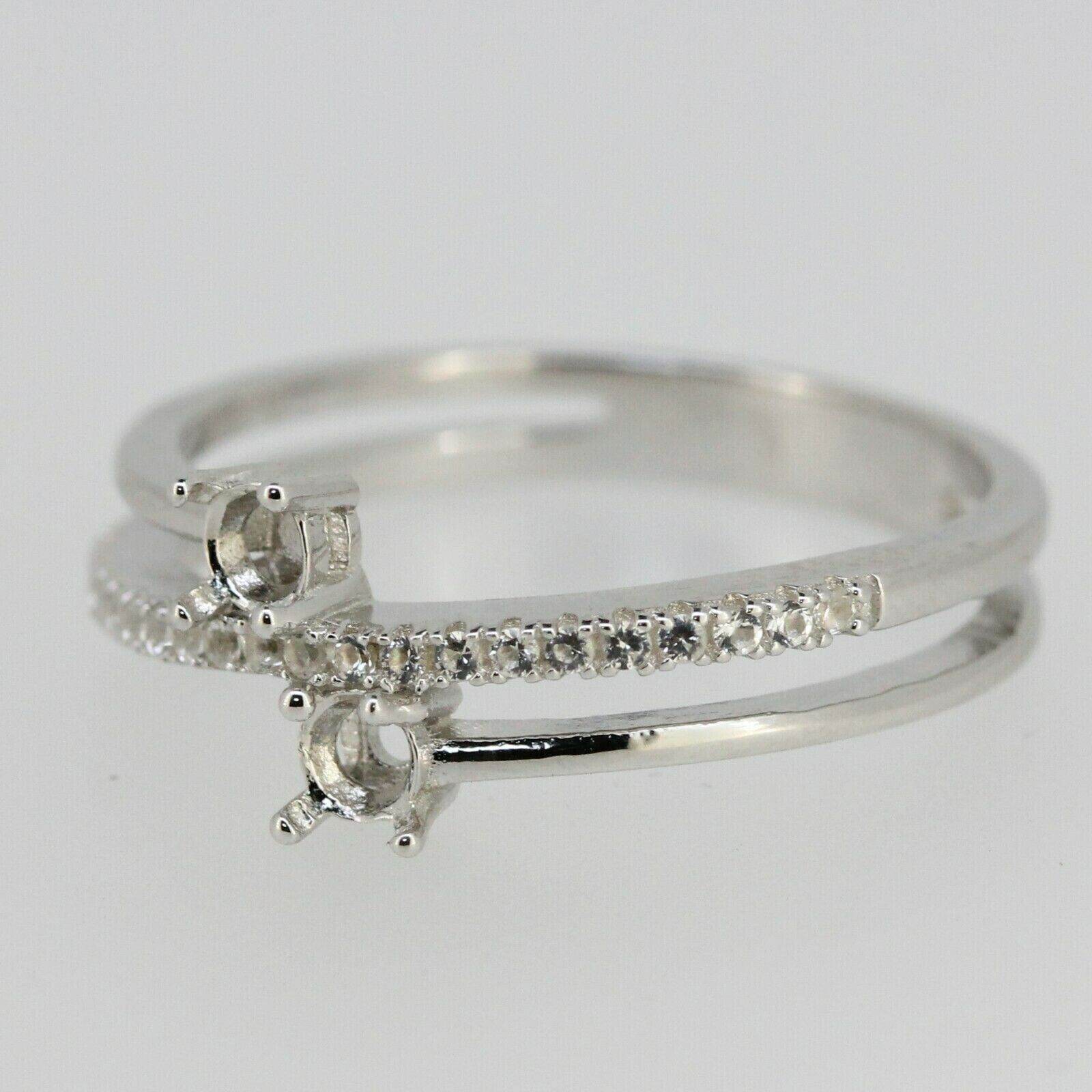 Sterling Silver Semi Mount Ring Setting Round RD 3.5x3.5mm White Topaz PJC41 - Syzjewelry