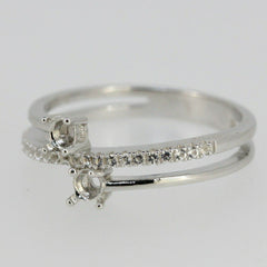 Sterling Silver Semi Mount Ring Setting Round RD 3.5x3.5mm White Topaz PJC41 - Syzjewelry