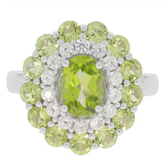 Sterling Silver Semi Mount Ring Setting OV8x6mm RD 3.25mm White Topaz - Syzjewelry