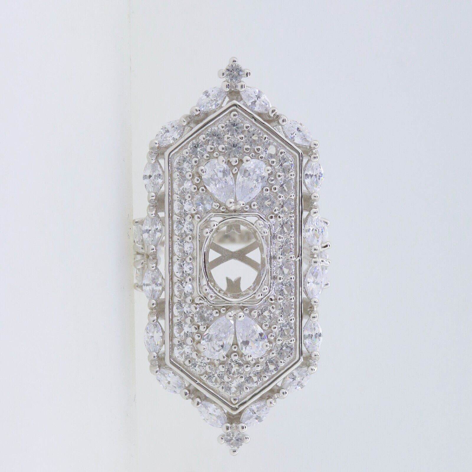 Sterling Silver Semi Mount Ring Setting Oval OV 9x7mm PJC6130R - Syzjewelry