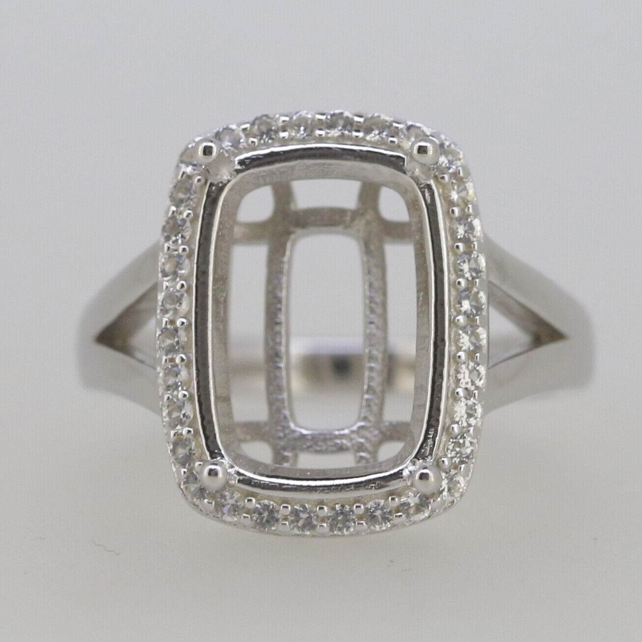 Sterling Silver Semi Mount Ring Setting Cushion CU 14X10mm White Topaz N0375 - Syzjewelry