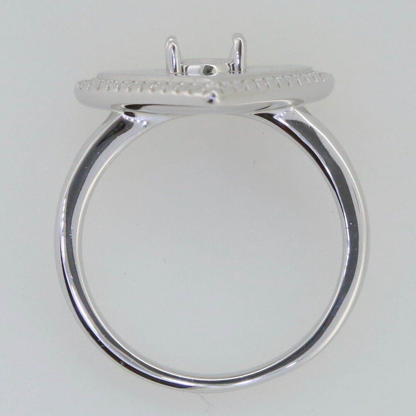 Solid Sterling Silver Semi Mount Ring Setting Oval OV 7x5mm Heart Halo - Syzjewelry