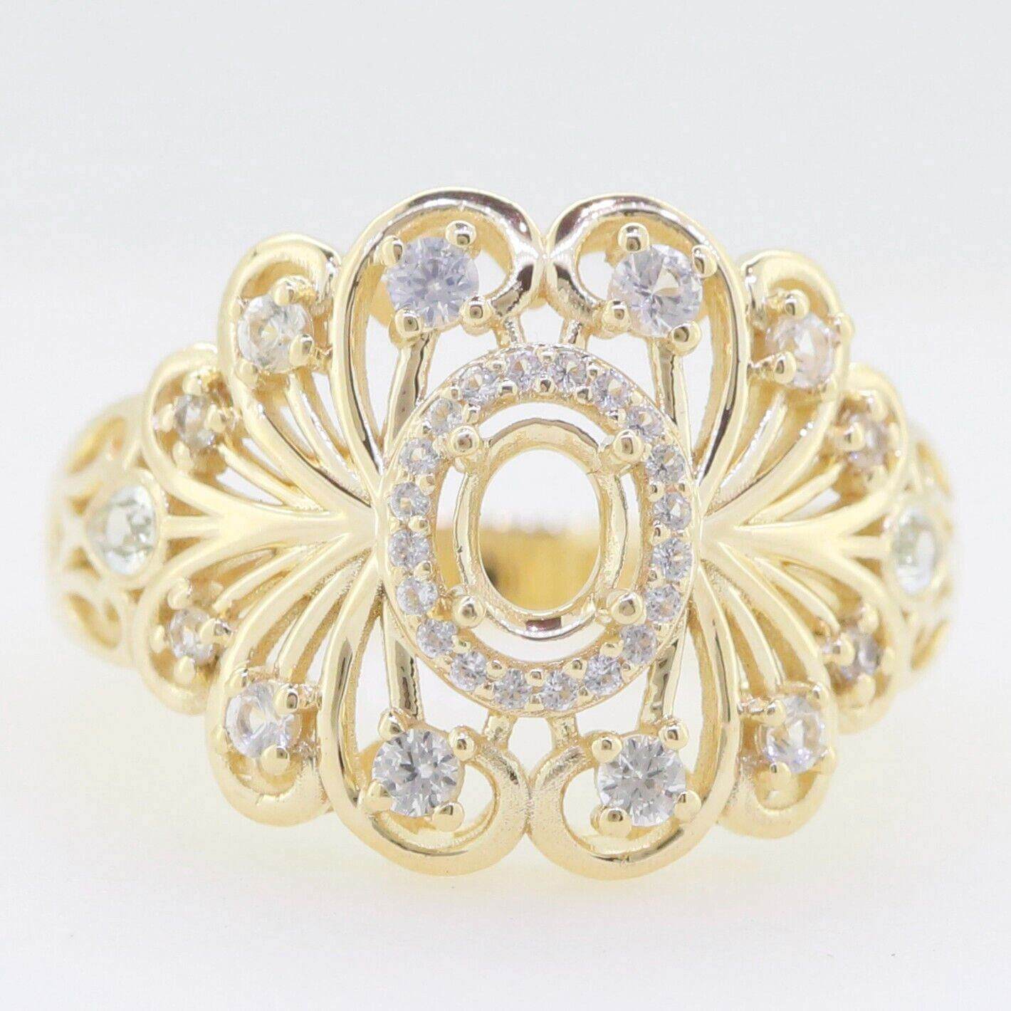 14K Yellow Gold Semi Mount Ring Setting Oval OV 6x4mm - Syzjewelry