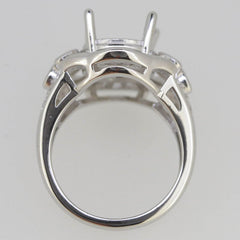 Vintage Style Sterling Silver Semi Mount Ring Setting Round RD 10x10mm - Syzjewelry