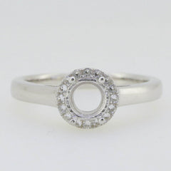 Sterling Silver Semi Mount Ring Setting Round RD 6x6mm Halo Topaz - Syzjewelry