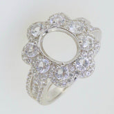 Sterling Silver Semi Mount Ring Setting OV 10X8mm White Topaz - Syzjewelry