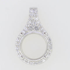 Sterling Silver Semi Mount Pendant Setting Round RD 11x11mm White Topaz - Syzjewelry