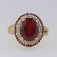 14K Yellow Gold Semi Mount Ring Setting Oval OV 12x10mm Double Halo - Syzjewelry