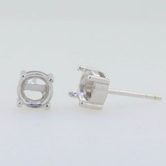 Sterling Silver Semi Mount Earrings Setting Round RD 6x6mm Stud - Syzjewelry