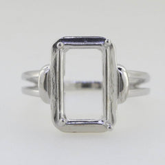 Vintage Style Sterling Silver Semi Mount Ring Setting Emerald OCT 12x8mm - Syzjewelry