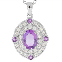 Sterling Silver Semi Pendants Setting Oval OV 8x6mm Halo W/ Topaz White Topaz - Syzjewelry