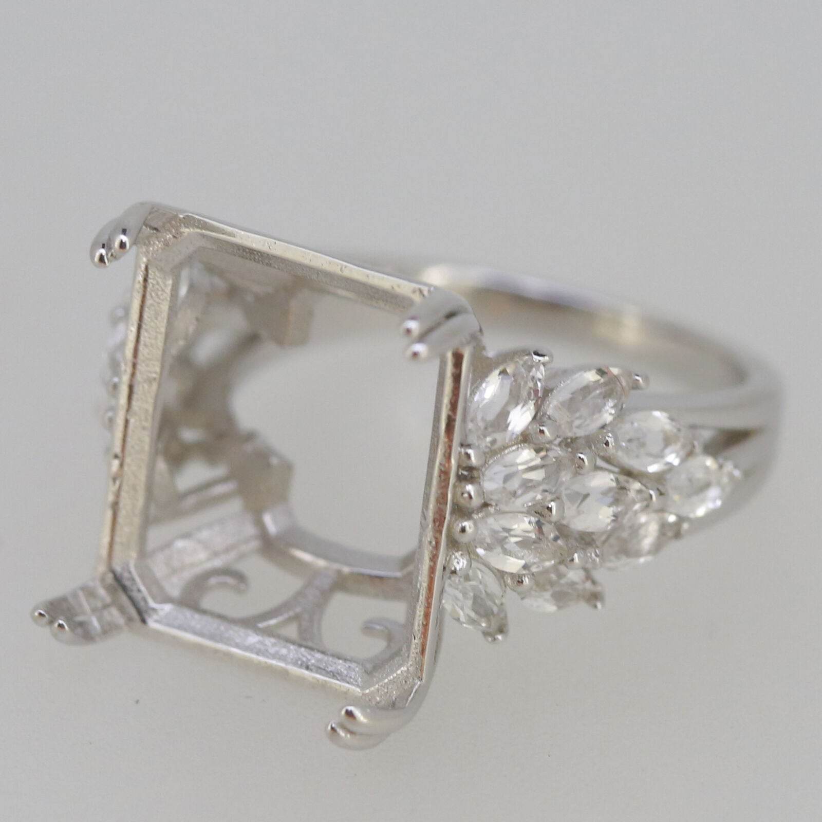 Sterling Silver Semi Mount Ring Setting OC 16X14mm White Topaz - Syzjewelry