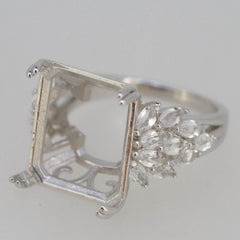 Sterling Silver Semi Mount Ring Setting OC 16X14mm White Topaz - Syzjewelry