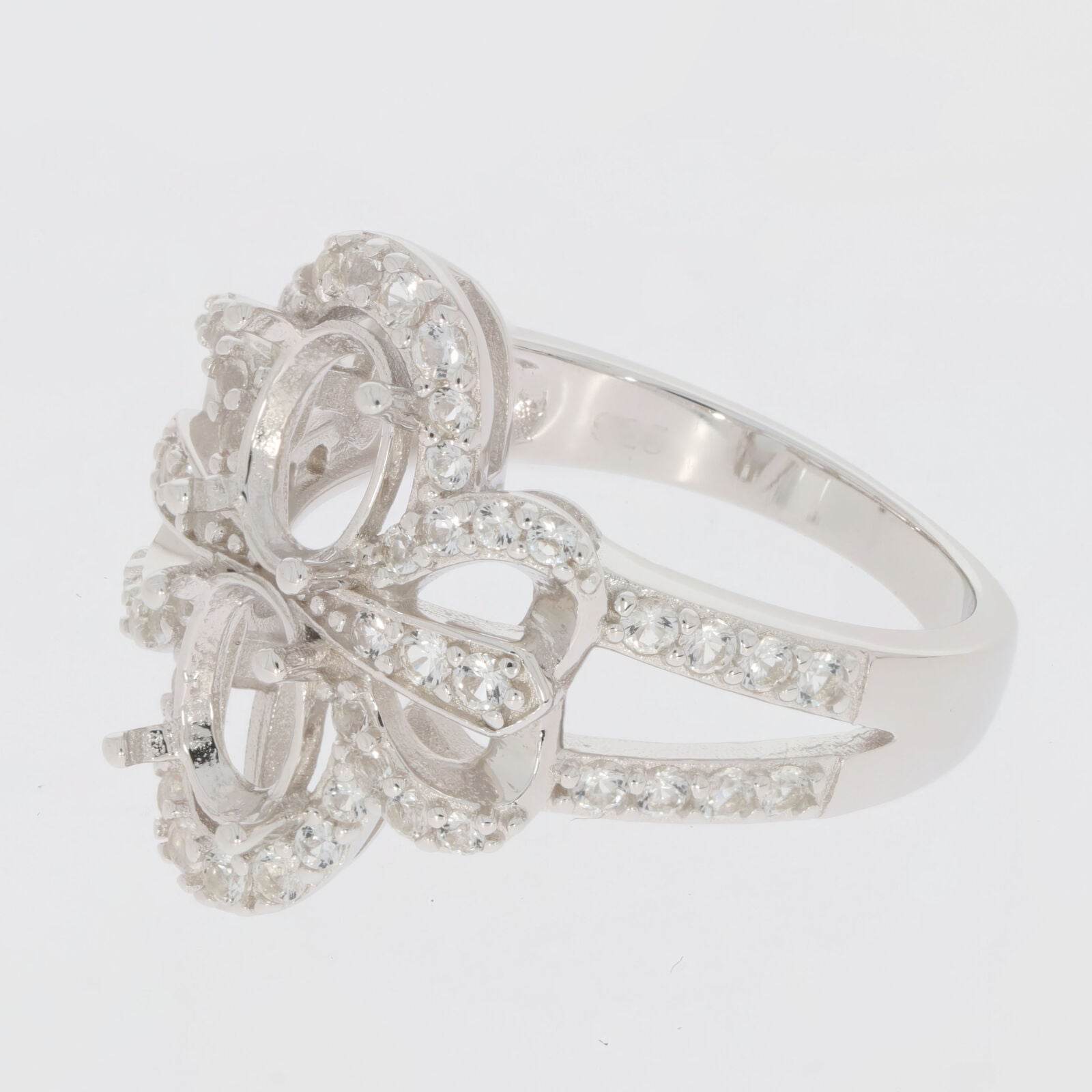 Sterling Silver Semi Mount Ring Setting Oval OV 7X5mm Twin Stone - Syzjewelry