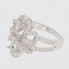 Sterling Silver Semi Mount Ring Setting Oval OV 7X5mm Twin Stone - Syzjewelry