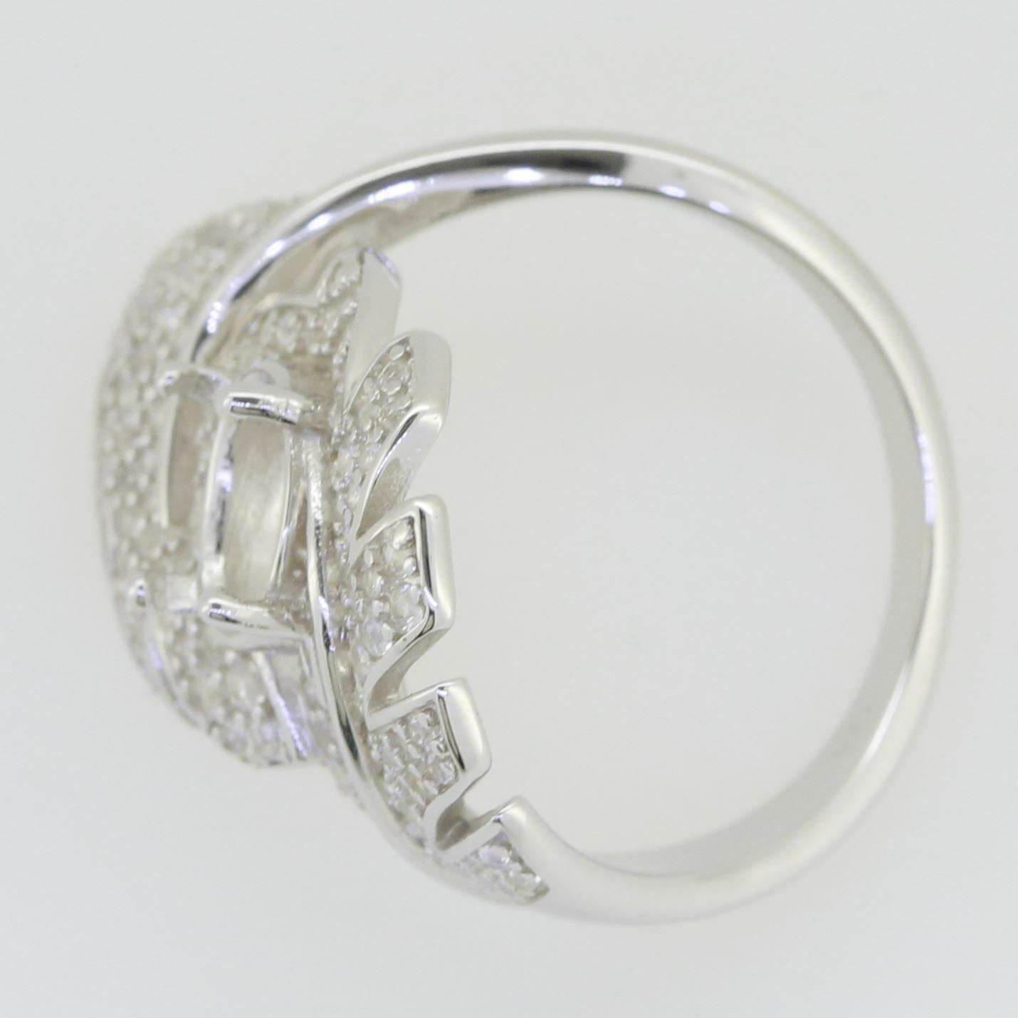 14K White Gold Semi Mount Ring Setting Oval OV 8X6mm - Syzjewelry