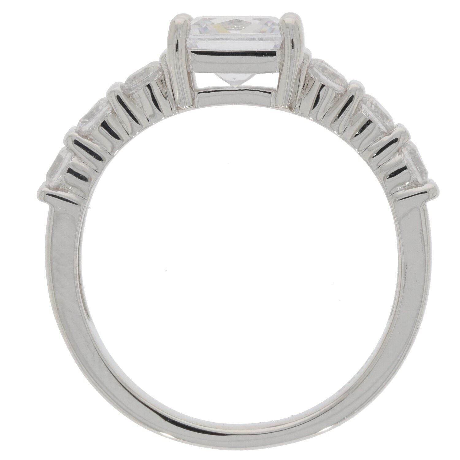 Sterling Silver Semi Mount Ring Setting Princess SQ 6X6mm W/ White Topaz - Syzjewelry