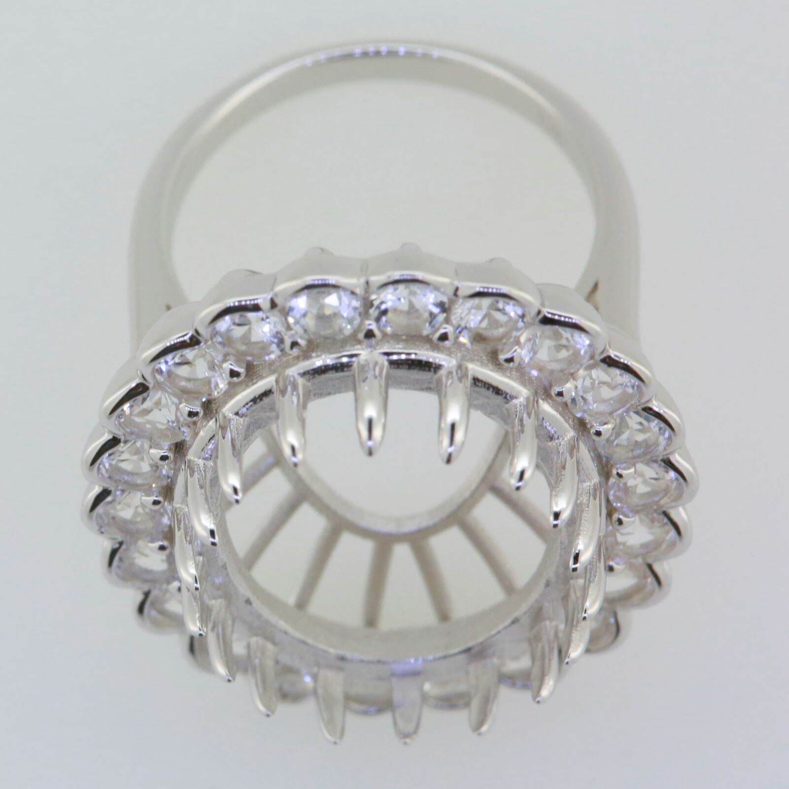 14K White Gold Semi Mount Ring Setting Oval OV 12x10mm Moissanite - Syzjewelry