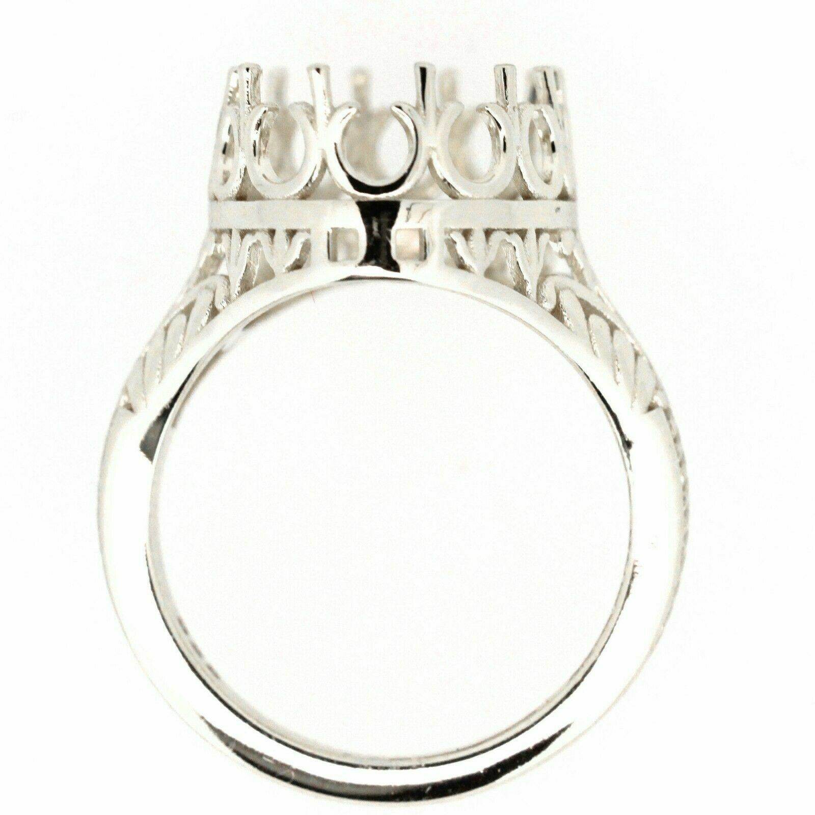 Sterling Silver Semi Mount Ring Setting Oval Cut OV 12x10mm Vintage Repro - Syzjewelry