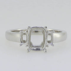Sterling Silver Semi Mount Ring Setting Cushion CU 9x7mm CU 5x2.5 Whit - Syzjewelry