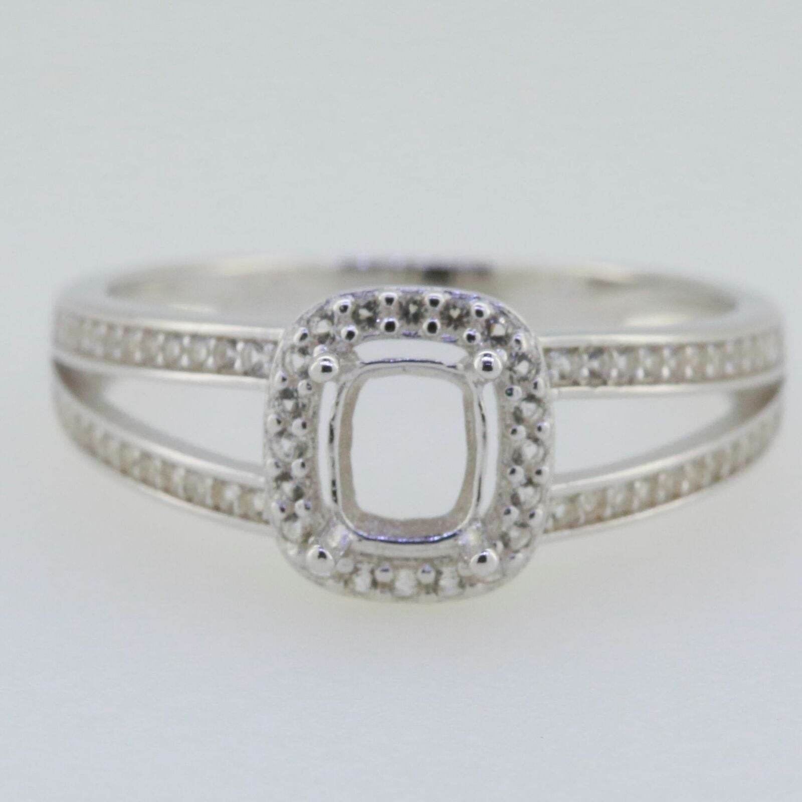 Sterling Silver Semi Mount Ring Setting Cushion CU 6X5mm White Topaz - Syzjewelry