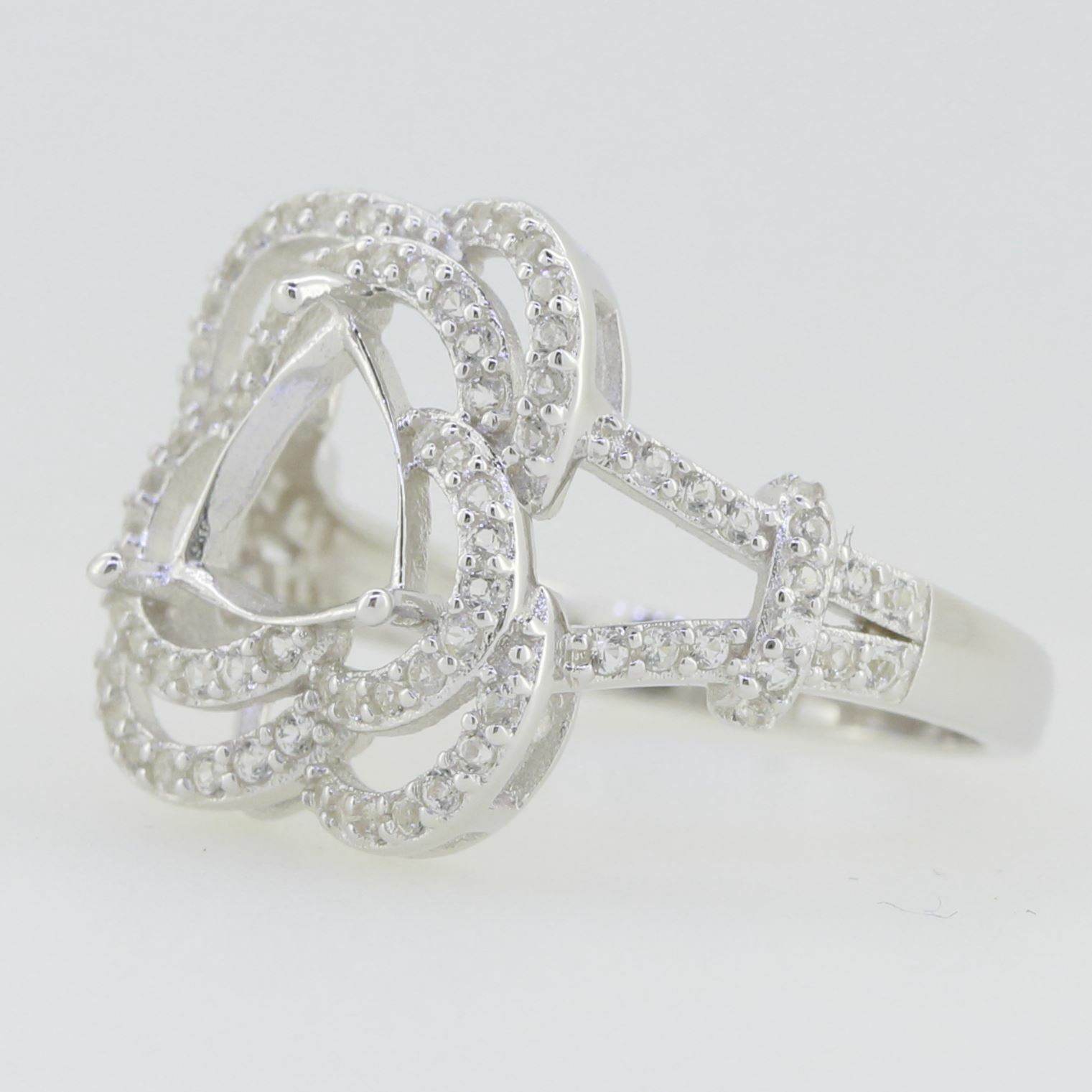 Sterling Silver Semi Mount Ring Setting Trillion Tri 8X8mm White Topaz PJC46 - Syzjewelry