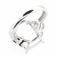 14K White Gold Semi Mount Ring Setting Emerald OCT 14x10mm side stone - Syzjewelry