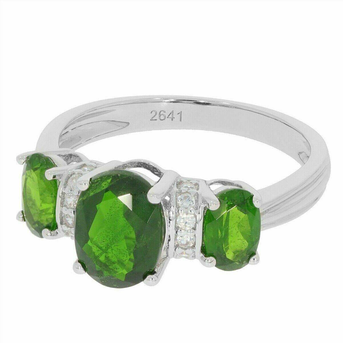 Sterling Silver Semi Mount Ring Setting OV 8X6mm OV 6x4mm Three stone design - Syzjewelry