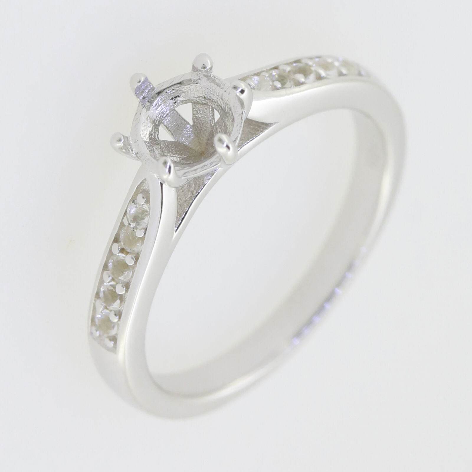 Sterling Silver Semi Mount Ring Setting Round RD 6x6 mm solitaire Whit - Syzjewelry