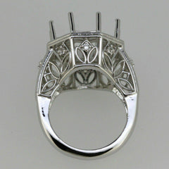 Art Deco Style Sterling Silver Semi Mount Ring Setting Round RD 17x17mm - Syzjewelry