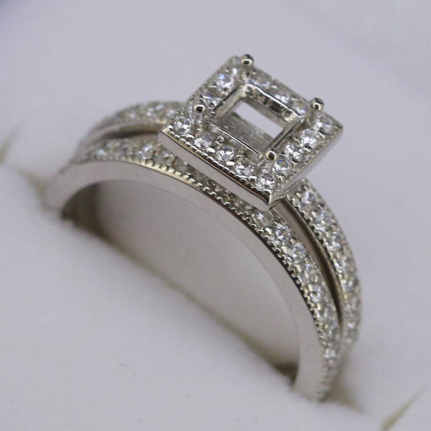 Contemporary Sterling Silver Semi Mount Ring Setting SQ 4x4mm White Topaz - Syzjewelry