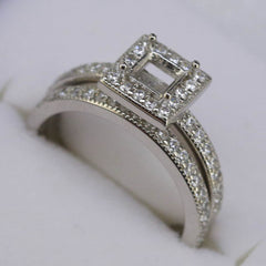 Contemporary Sterling Silver Semi Mount Ring Setting SQ 4x4mm White Topaz - Syzjewelry