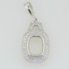 Sterling Silver Semi Mount Pendant Setting Cushion CU 9x7mm White Topaz - Syzjewelry