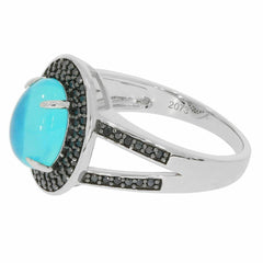 Sterling Silver Semi Mount Ring Setting Cab Oval OV 10X8mm Double Halo - Syzjewelry