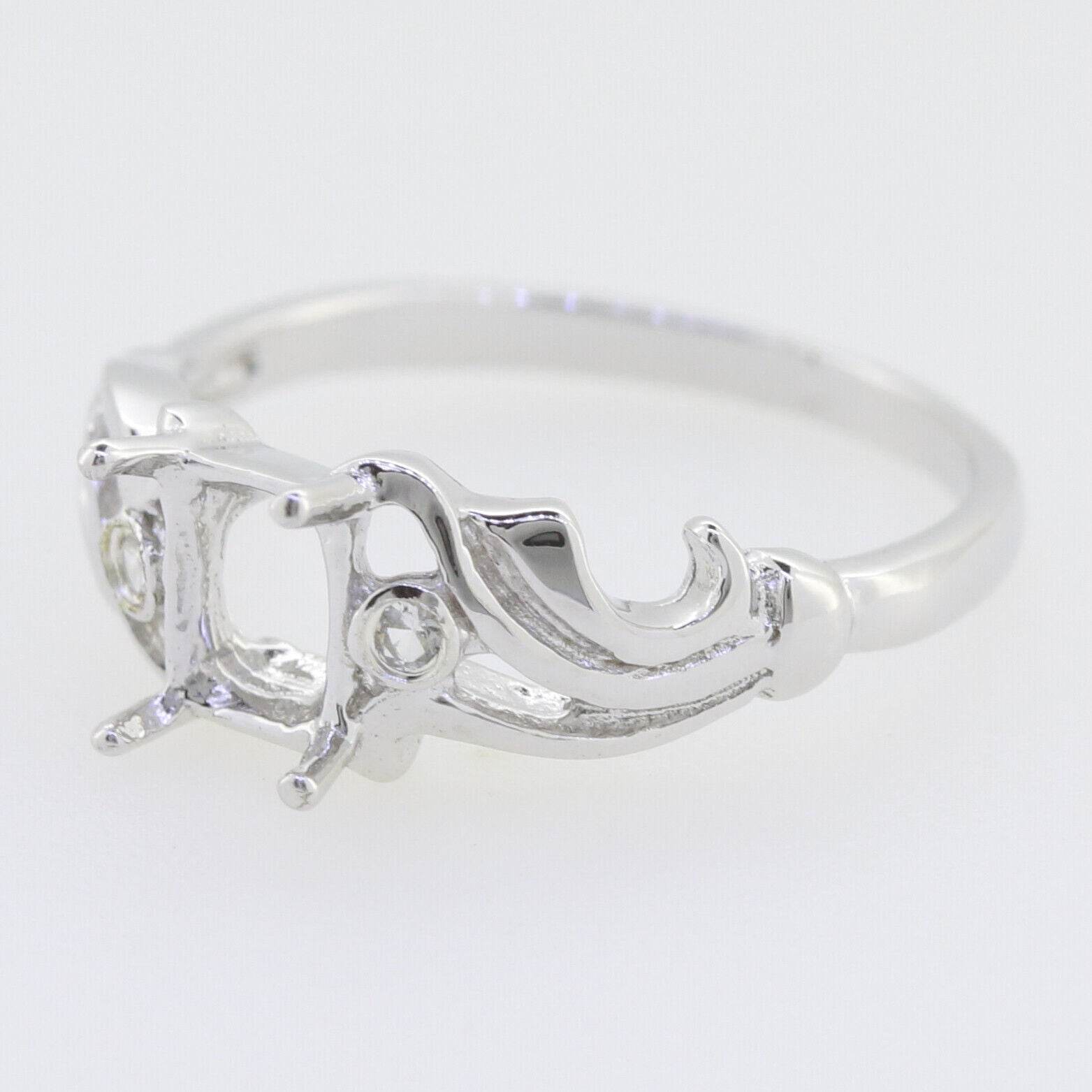 Art Nouveau Style Sterling Silver Semi Mount Ring Setting OCT 7x5mm R171 - Syzjewelry