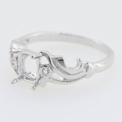 Art Nouveau Style Sterling Silver Semi Mount Ring Setting OCT 7x5mm R171 - Syzjewelry