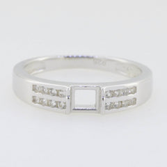 Sterling Silver Semi Mount Ring Setting Princess SQ 4.5mm Band Ring 20967 - Syzjewelry