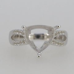 Sterling Silver Semi Mount Ring Setting Trillion TRI 12x12mm White Top - Syzjewelry