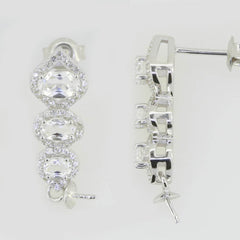 Sterling Silver Semi Mount Earrings Setting Pearl Round RD 10x10mm Topaz - Syzjewelry