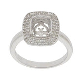 Sterling Silver Semi Mount Ring Setting Cushion CU 9x7mm Double Halo Topaz - Syzjewelry