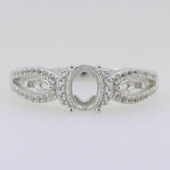 Sterling Silver Semi Mount Ring Setting Oval OV 7X5mm MQ 4x2mm 3 Stones - Syzjewelry