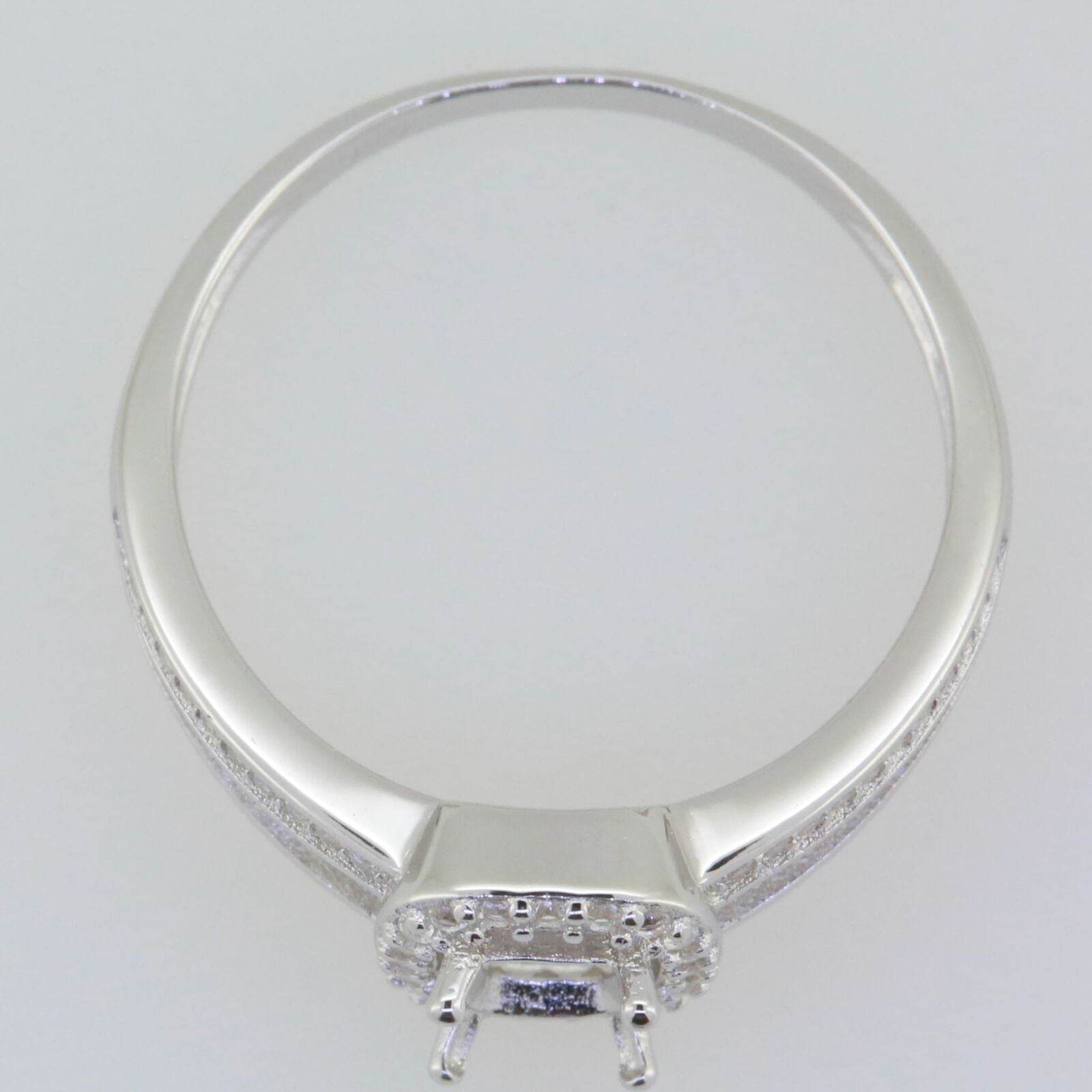Sterling Silver Semi Mount Ring Setting Cushion CU 6X5mm White Topaz - Syzjewelry