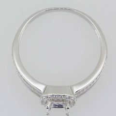 Sterling Silver Semi Mount Ring Setting Cushion CU 6X5mm White Topaz - Syzjewelry